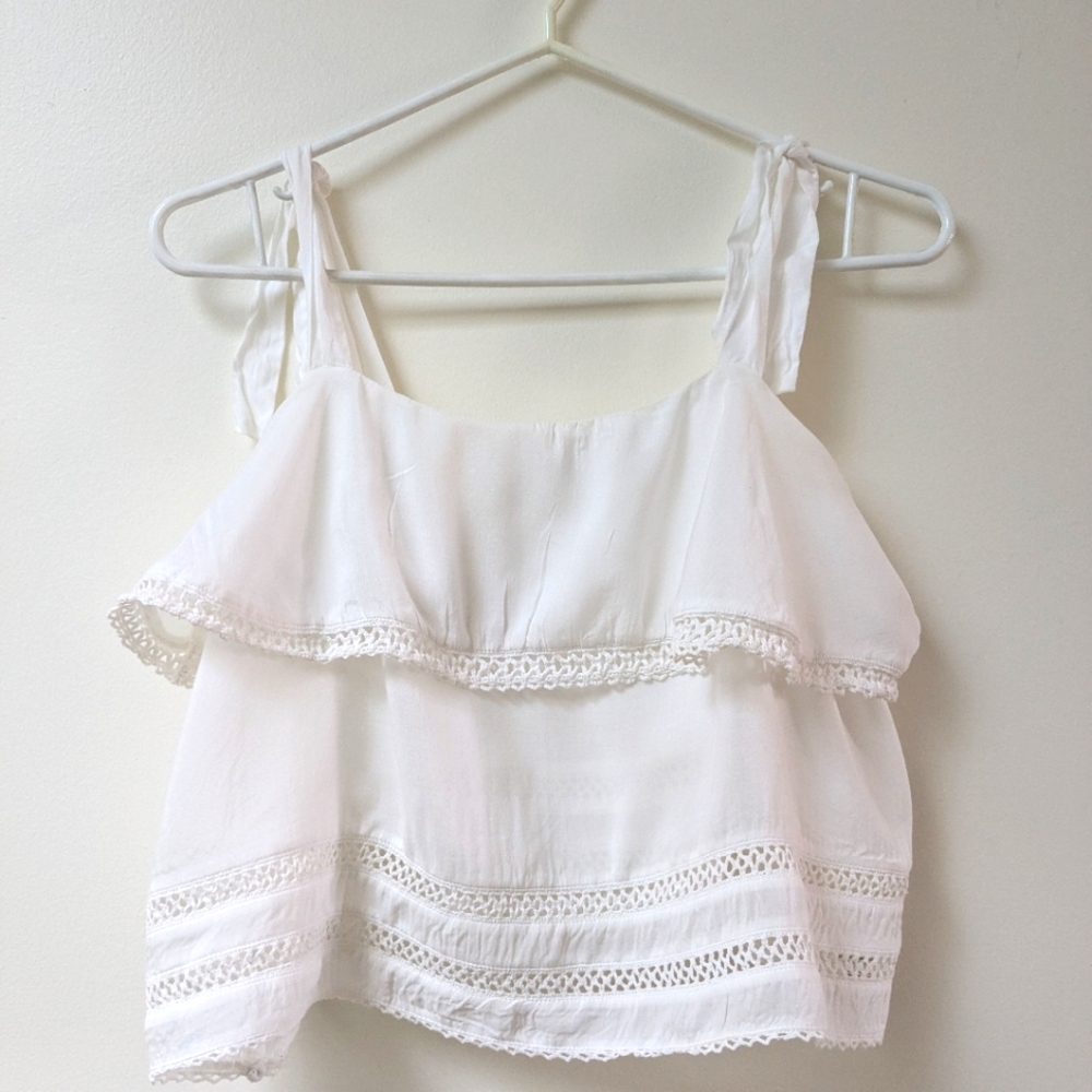 Wilfred White Ruffle Top Medium - Picture 2 of 6